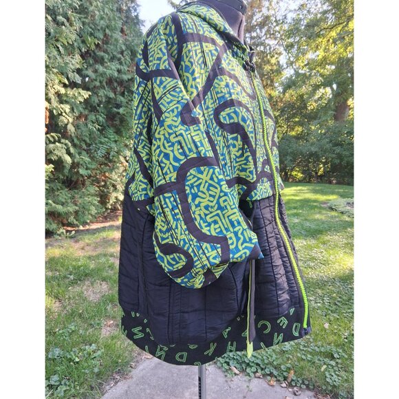 Black Lime Green Blue Quilted hoodie Jacket Plus Size - Picture 5 of 7